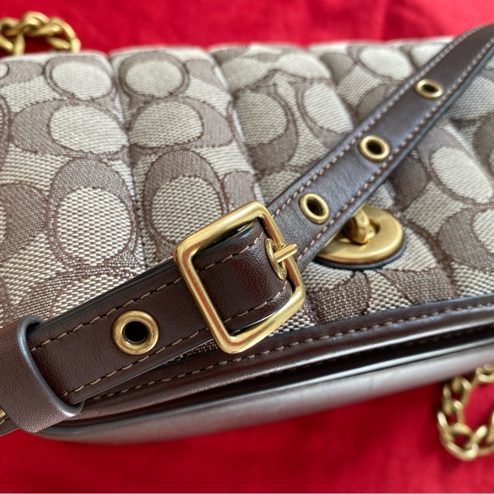 Coach Signature Brown and Gold Shoulder Bag